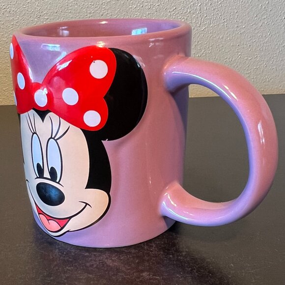 Disney Embossed MINNIE MOUSE Jerry Leigh Purple Mug / Cup ~.Red w/ Polka Dot Bow - Picture 4 of 8